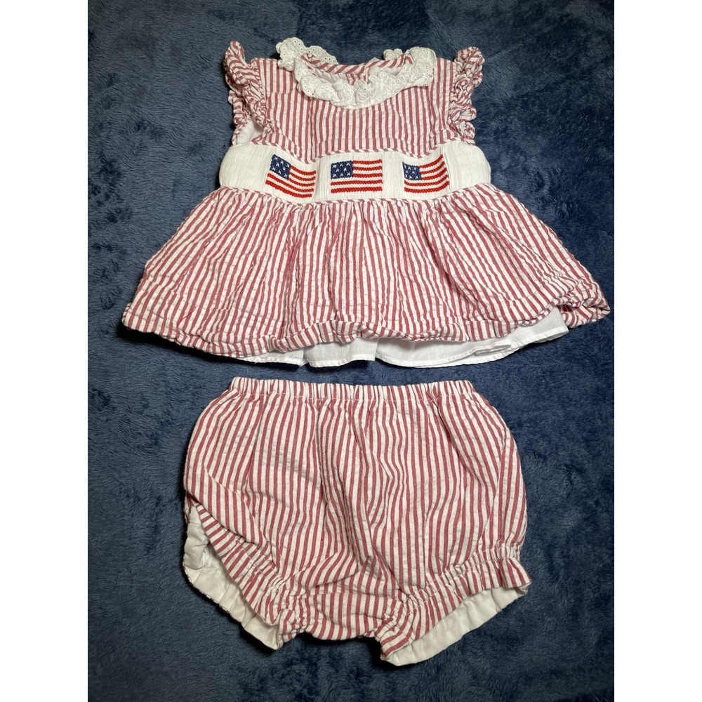 Eliza James Kids USA  Embroidered Dress W/ Collar 2-Piece Matching 18 Months